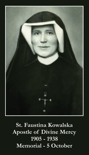 Oct 5th: St. Faustina Kowalska Prayer Card